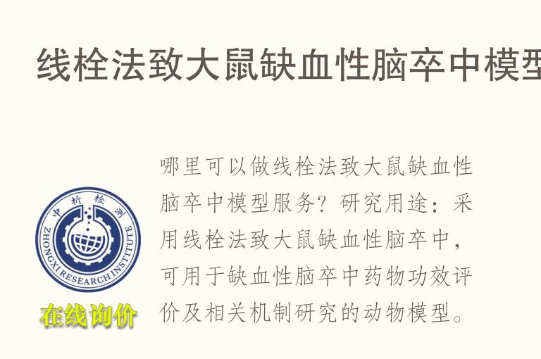 线栓法致大鼠缺<font color='red'>血</font>性脑卒中模型