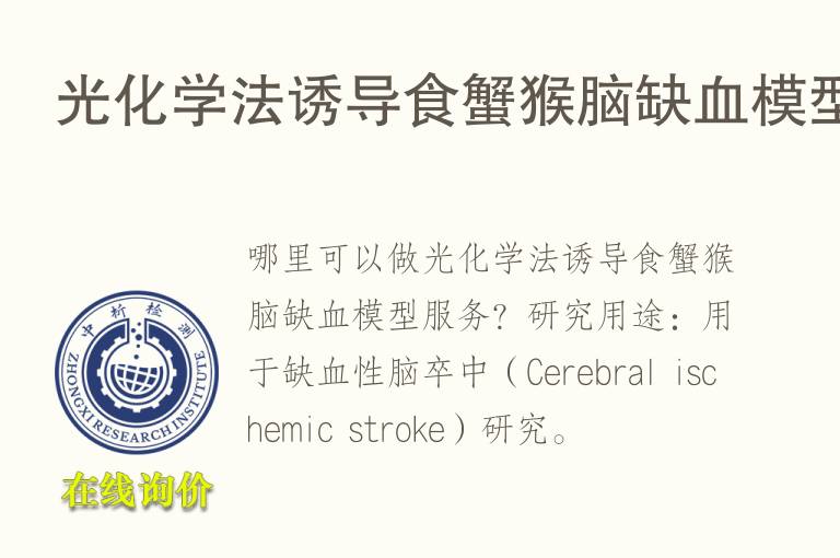 光化学法诱导食蟹猴脑缺<font color='red'>血</font>模型