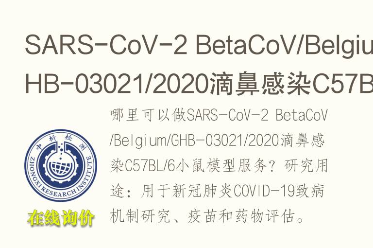 SARS-CoV-2 BetaCoV/Belgium/GHB-03021/2020滴鼻感染C57BL/6小鼠<font color='red'>模型</font>