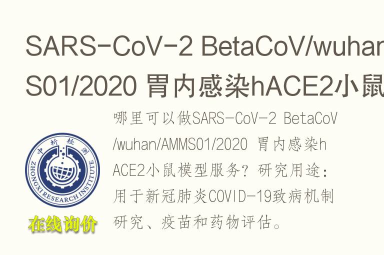 SARS-CoV-2 BetaCoV/wuhan/AMMS01/2020 胃内感染hACE2小鼠<font color='red'>模型</font>