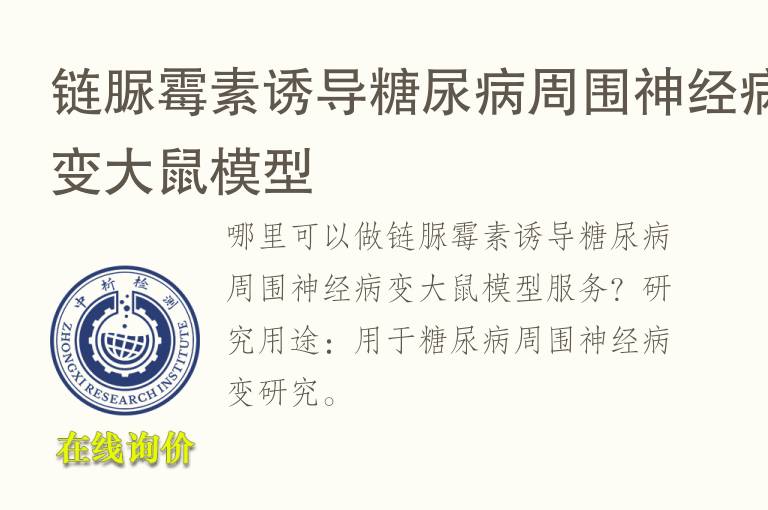 链脲霉素诱导<font color='red'>糖</font>尿病周围神经病变大鼠模型