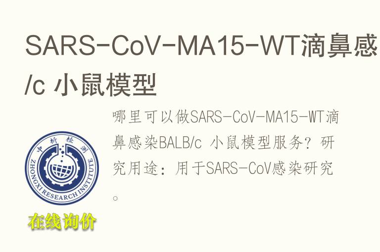 SARS-CoV-MA15-WT滴鼻感染BALB/c 小鼠<font color='red'>模型</font>