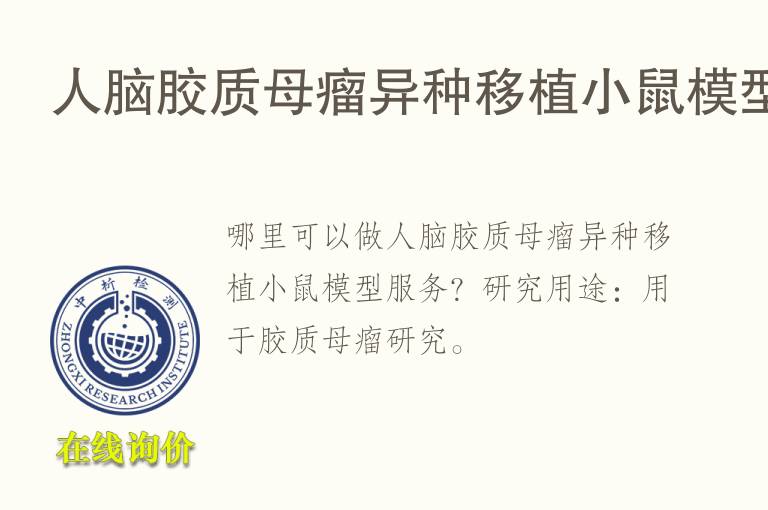 人脑胶质母瘤异种移植小鼠<font color='red'>模型</font>